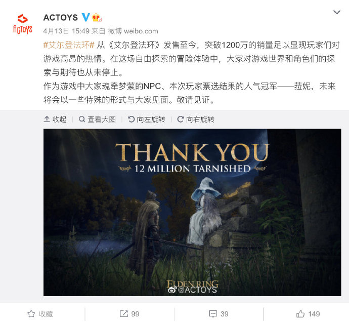 ACTOYS《艾尔登法环》人气角色投票