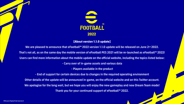 《eFootball 2021》5.30下线维修，为期四天迎接S2