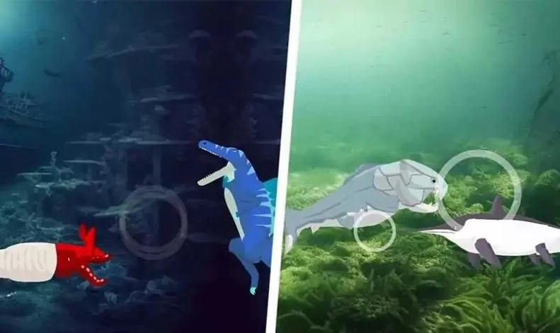 巨齿鲨与海怪搏斗图1