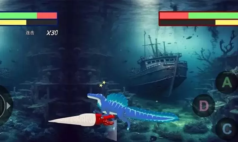 巨齿鲨与海怪搏斗图0