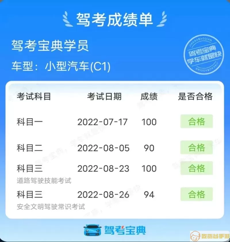 驾照考试科目一成绩截图